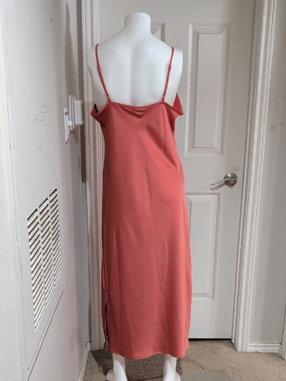 a new day Satin Coral Pink Slip Dress With Adjustable Straps Women's Large - Picture 6 of 7